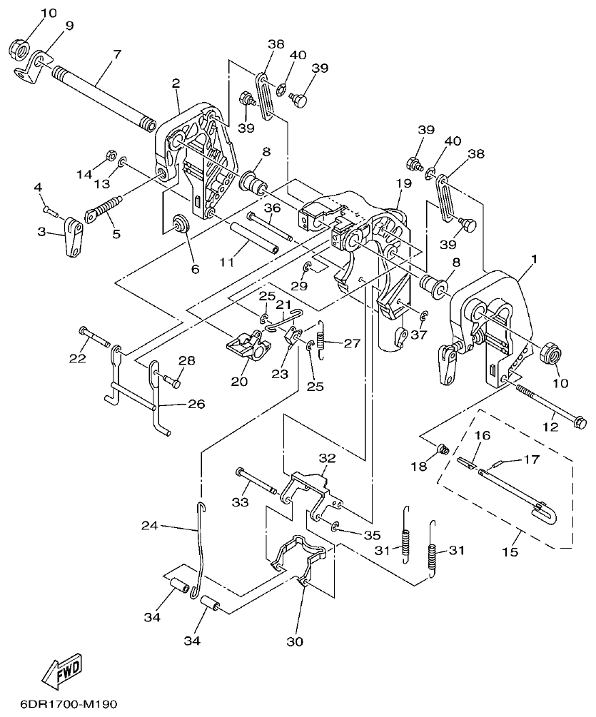 Yamaha 9JMH, 9JE BRACKET 1 parts diagram